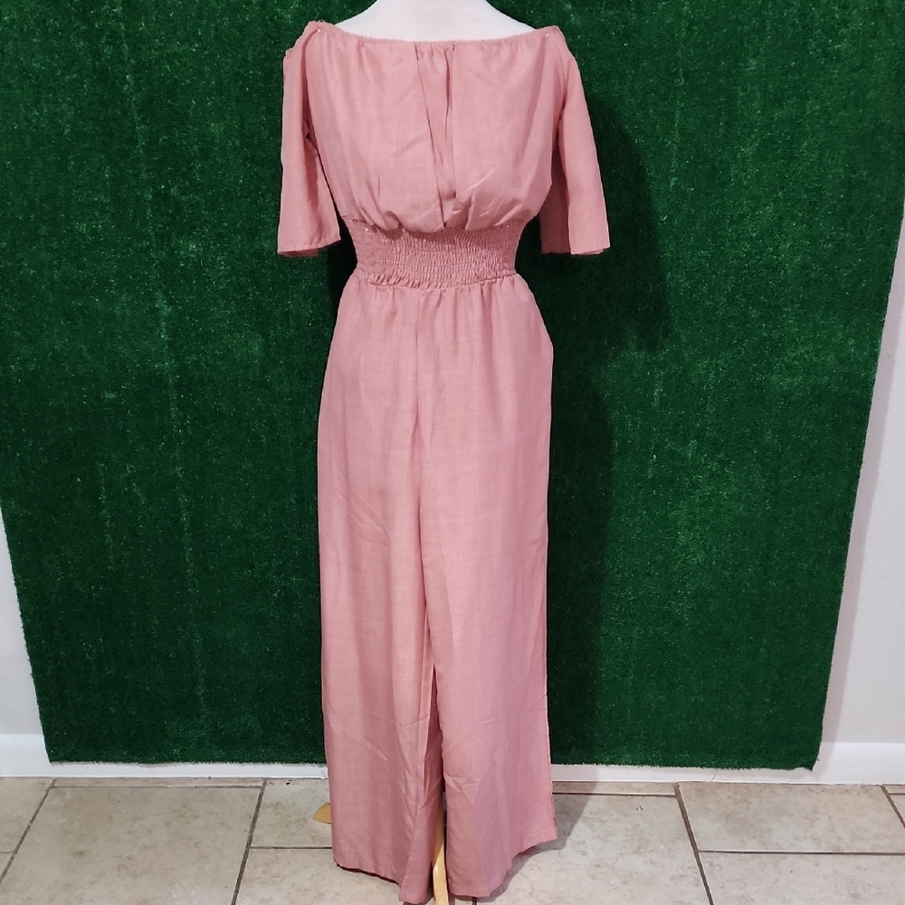 SHEIN Pink Off-Shoulder Jumpsuit